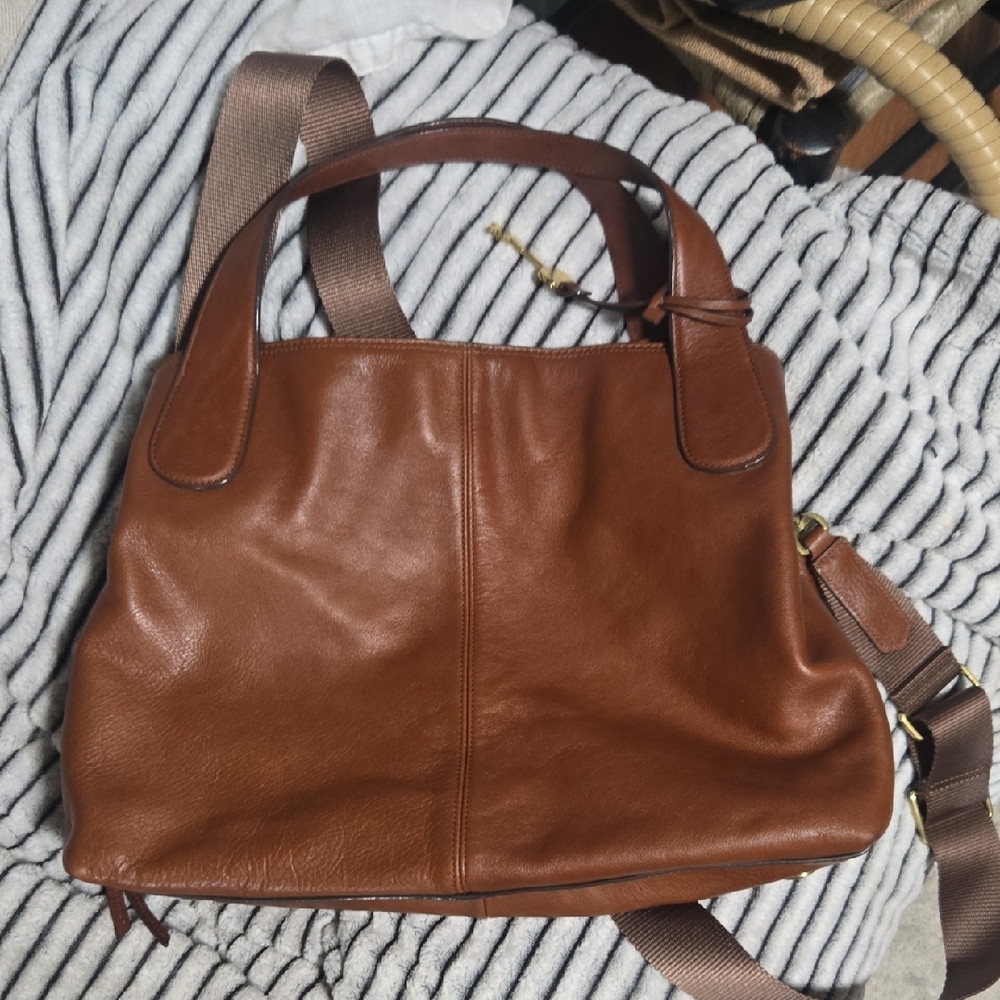 Fossil Rich Brown Leather Shoulder Bag